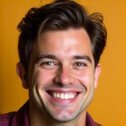 Headshot of an up-and-coming Australian comedian.